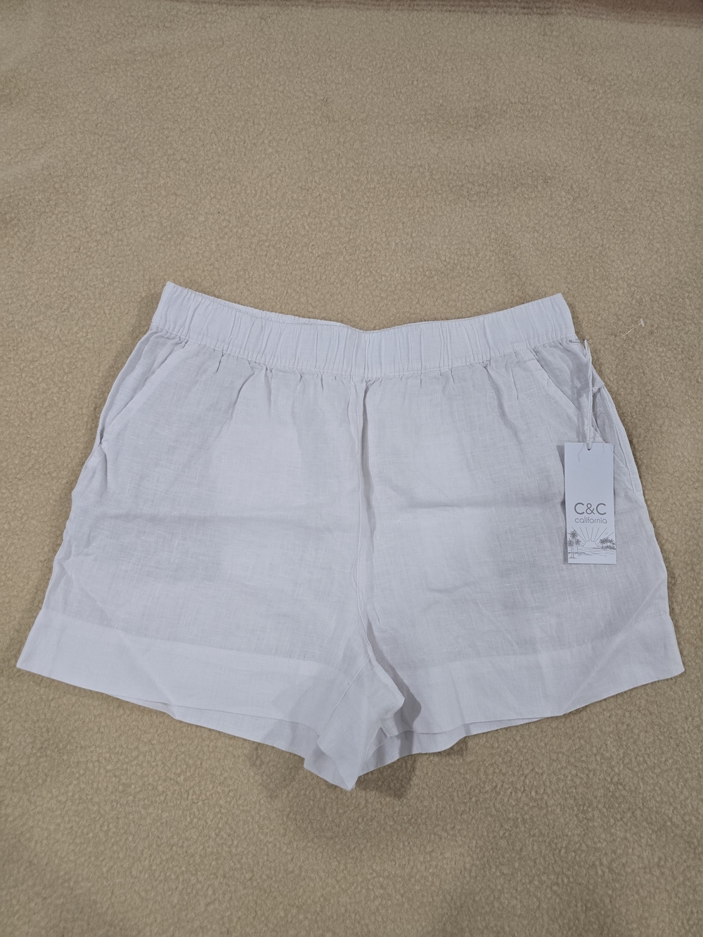 C&C California White 100% Linen Blend Women's Shorts Size Large | NEW